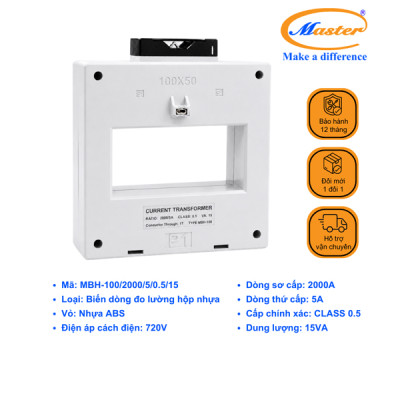 Biến Dòng Đo Lường Hộp Nhựa MBH-100 2000/5A CL0.5 15VA Master