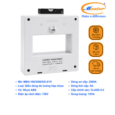 Biến Dòng Đo Lường Hộp Nhựa MBH-100 2500/5A CL0.5 15VA Master