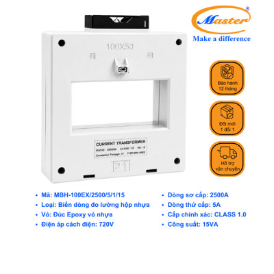 Biến Dòng Đo Lường MBH-100EX 2500/5A CL1.0 15VA Master - Loại Epoxy Vỏ Nhựa