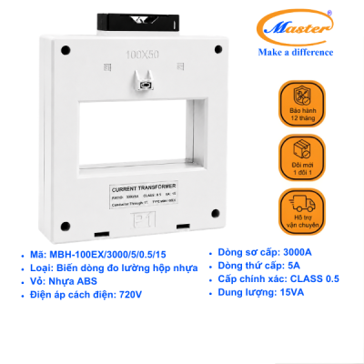 Biến Dòng Đo Lường MBH-100EX 3000/5A CL0.5 15VA Master - Loại Epoxy Vỏ Nhựa