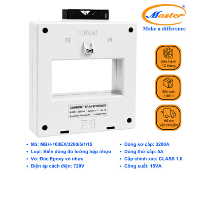 Biến Dòng Đo Lường MBH-100EX 3200/5A CL1.0 15VA Master - Loại Epoxy Vỏ Nhựa