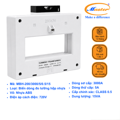 Biến Dòng Đo Lường Hộp Nhựa MBH-200 3000/5A CL0.5 15VA Master