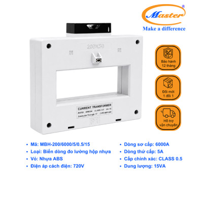 Biến Dòng Đo Lường Hộp Nhựa MBH-200 6000/5A CL0.5 15VA Master