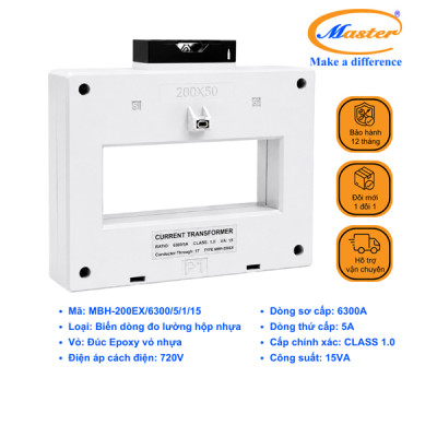 Biến Dòng Đo Lường MBH-200EX 6300/5A CL1.0 15VA Master - Loại Epoxy Vỏ Nhựa