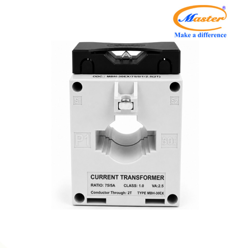 Biến Dòng Đo Lường MBH-30EX 75/5A CL1.0 2.5VA Master - Loại Epoxy Vỏ Nhựa