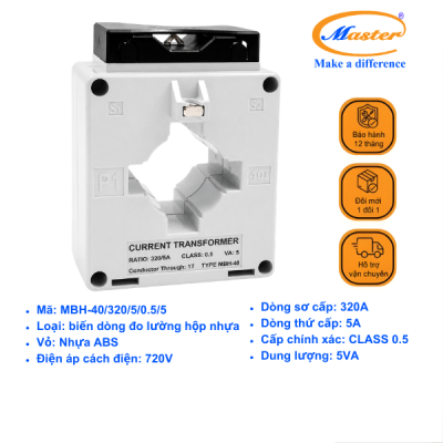 Biến Dòng Đo Lường Hộp Nhựa MBH-40 320/5A CL0.5 5VA Master