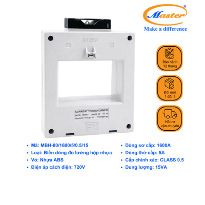 Biến Dòng Đo Lường Hộp Nhựa MBH-80 1600/5A CL0.5 15VA Master