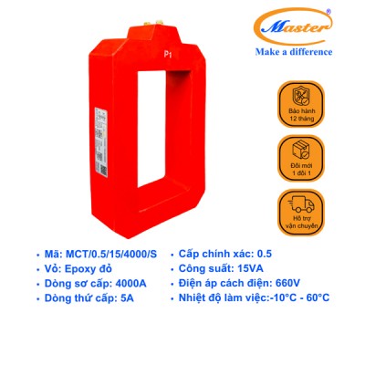 Biến Dòng Đo Lường MCT 4000/5A CL0.5 15VA Master - Đúc Epoxy Vuông Đỏ