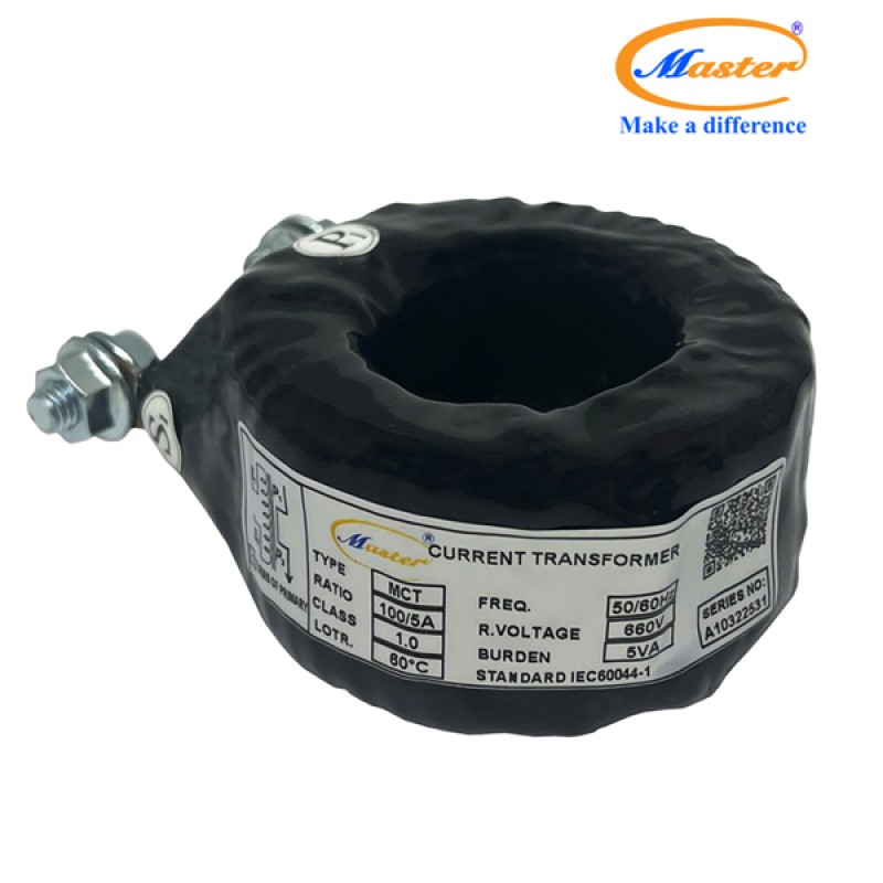 Biến Dòng Đo Lường MCT 100/5A CL1.0 5VA Master - Đúc Epoxy Tròn Đen