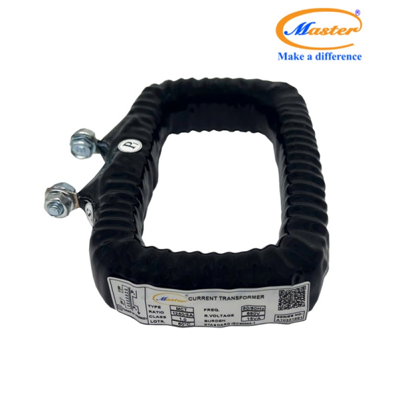 Biến Dòng Đo Lường MCT 1250/5A CL1.0 15VA Master - Đúc Epoxy Vuông Đen