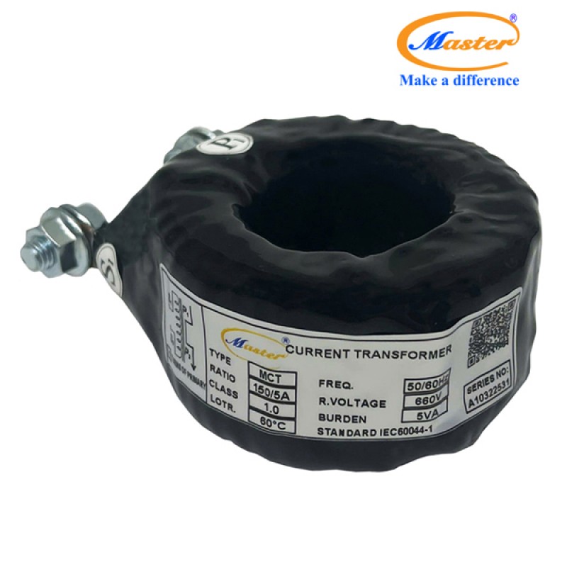Biến Dòng Đo Lường MCT 150/5A CL1.0 5VA Master - Đúc Epoxy Tròn Đen