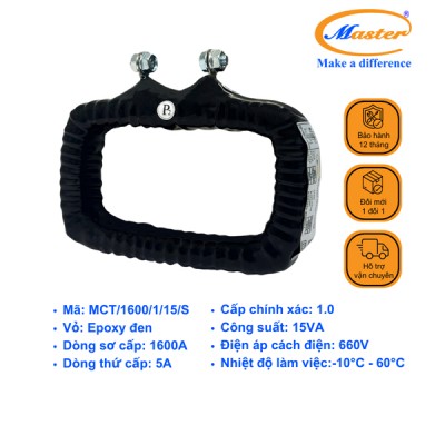 Biến Dòng Đo Lường MCT 1600/5A CL1.0 15VA Master - Đúc Epoxy Vuông Đen