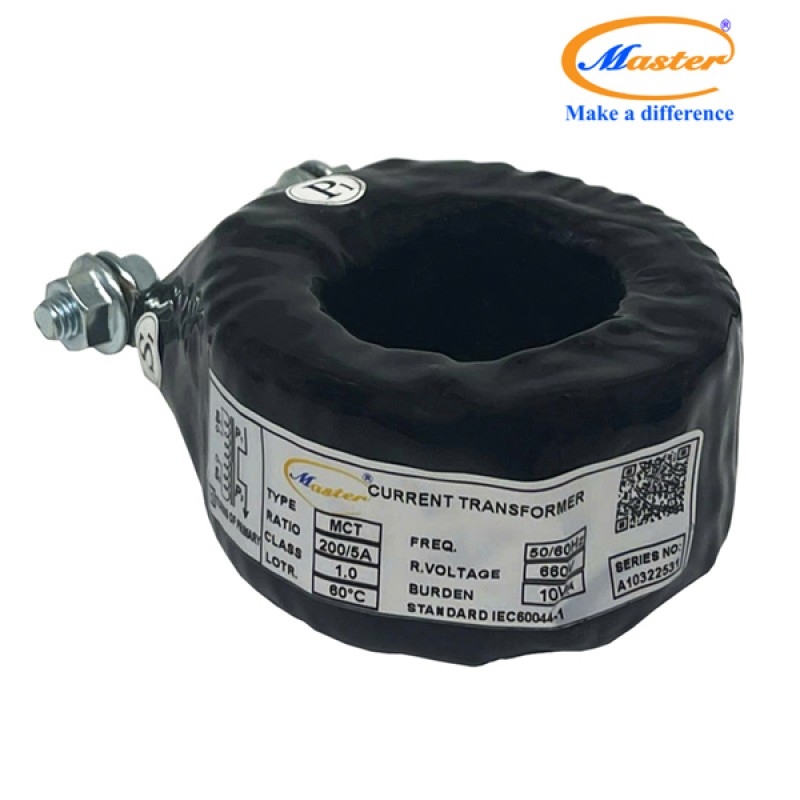 Biến Dòng Đo Lường MCT 200/5A CL1.0 10VA Master - Đúc Epoxy Tròn Đen