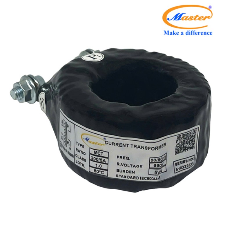 Biến Dòng Đo Lường MCT 200/5A CL1.0 5VA Master - Đúc Epoxy Tròn Đen