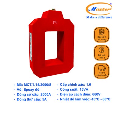 Biến Dòng Đo Lường MCT 2000/5A CL1.0 15VA Master - Đúc Epoxy Vuông Đỏ
