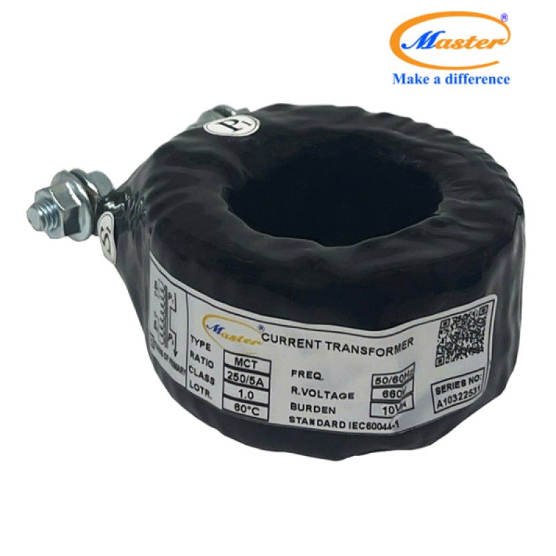 Biến Dòng Đo Lường MCT 250/5A CL1.0 10VA Master - Đúc Epoxy Tròn Đen