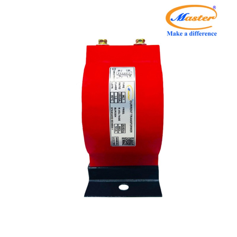 Biến Dòng Đo Lường MCT 250/5A CL1.0 10VA Master - Đúc Epoxy Tròn Đỏ
