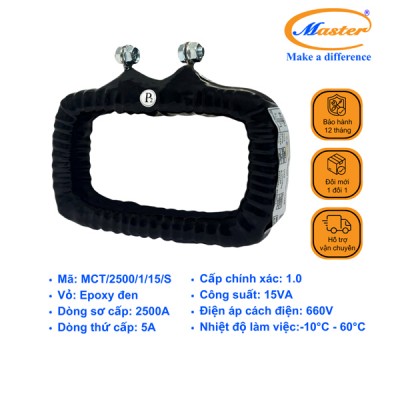 Biến Dòng Đo Lường MCT 2500/5A CL1.0 15VA Master - Đúc Epoxy Vuông Đen