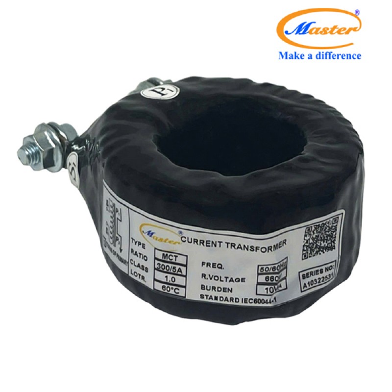 Biến Dòng Đo Lường MCT 300/5A CL1.0 10VA Master - Đúc Epoxy Tròn Đen
