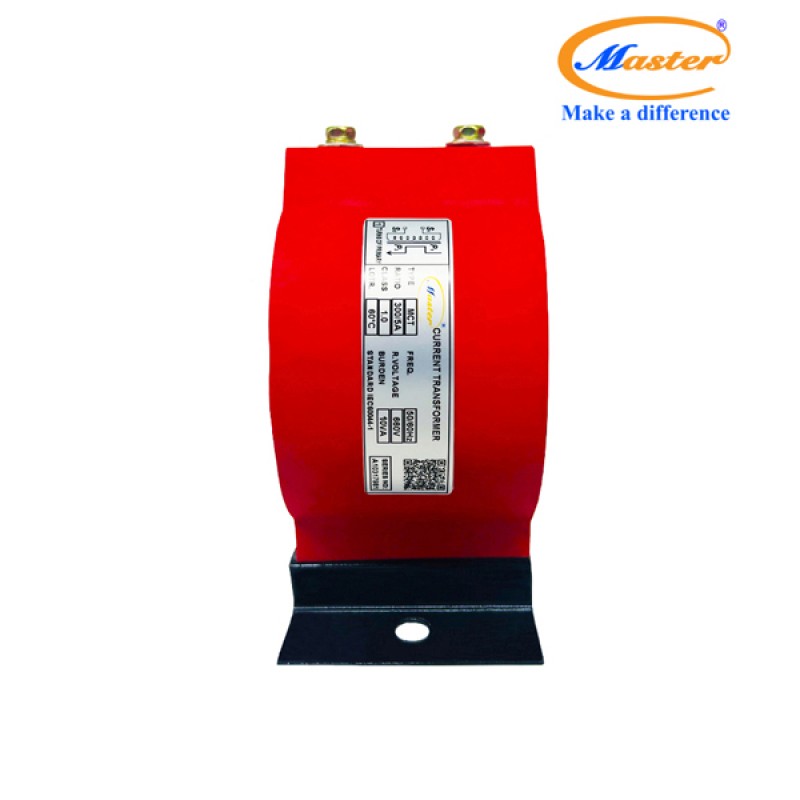Biến Dòng Đo Lường MCT 300/5A CL1.0 10VA Master - Đúc Epoxy Tròn Đỏ