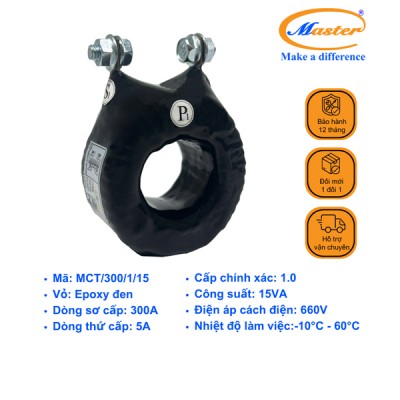 Biến Dòng Đo Lường MCT 300/5A CL1.0 15VA Master - Đúc Epoxy Tròn Đen