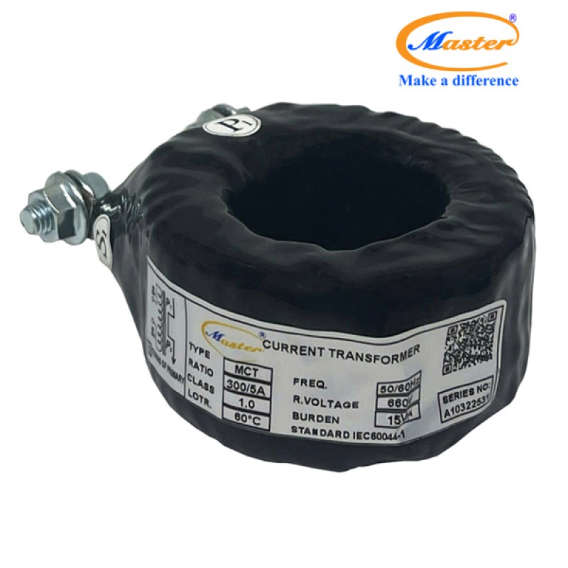 Biến Dòng Đo Lường MCT 300/5A CL1.0 15VA Master - Đúc Epoxy Tròn Đen