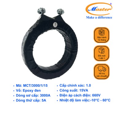 Biến Dòng Đo Lường MCT 3000/5A CL1.0 15VA Master - Đúc Epoxy Tròn Đen
