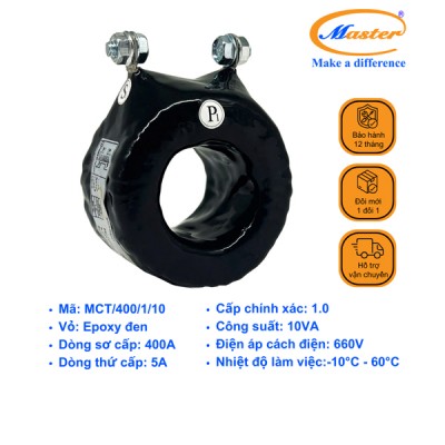Biến Dòng Đo Lường MCT 400/5A CL1.0 10VA Master - Đúc Epoxy Tròn Đen