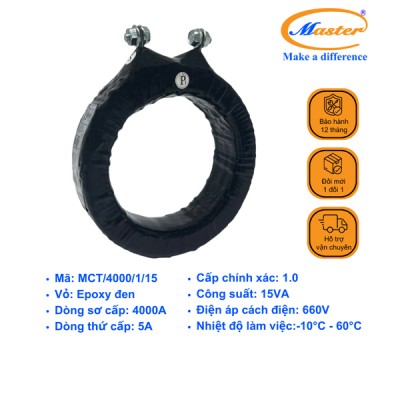 Biến Dòng Đo Lường MCT 4000/5A CL1.0 15VA Master - Đúc Epoxy Tròn Đen
