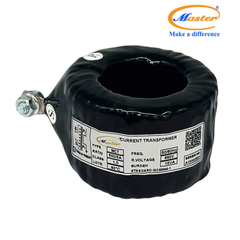 Biến Dòng Đo Lường MCT 500/5A CL1.0 15VA Master - Đúc Epoxy Tròn Đen