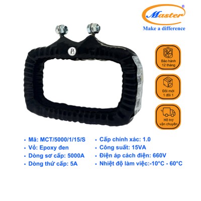 Biến Dòng Đo Lường MCT 5000/5A CL1.0 15VA Master - Đúc Epoxy Vuông Đen