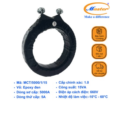 Biến Dòng Đo Lường MCT 5000/5A CL1.0 15VA Master - Đúc Epoxy Tròn Đen
