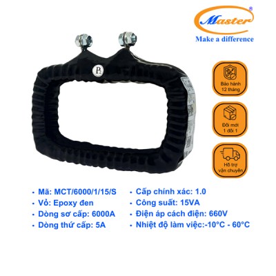 Biến Dòng Đo Lường MCT 6000/5A CL1.0 15VA Master - Đúc Epoxy Vuông Đen