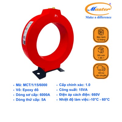 Biến Dòng Đo Lường MCT 6000/5A CL1.0 15VA Master - Đúc Epoxy Tròn Đỏ