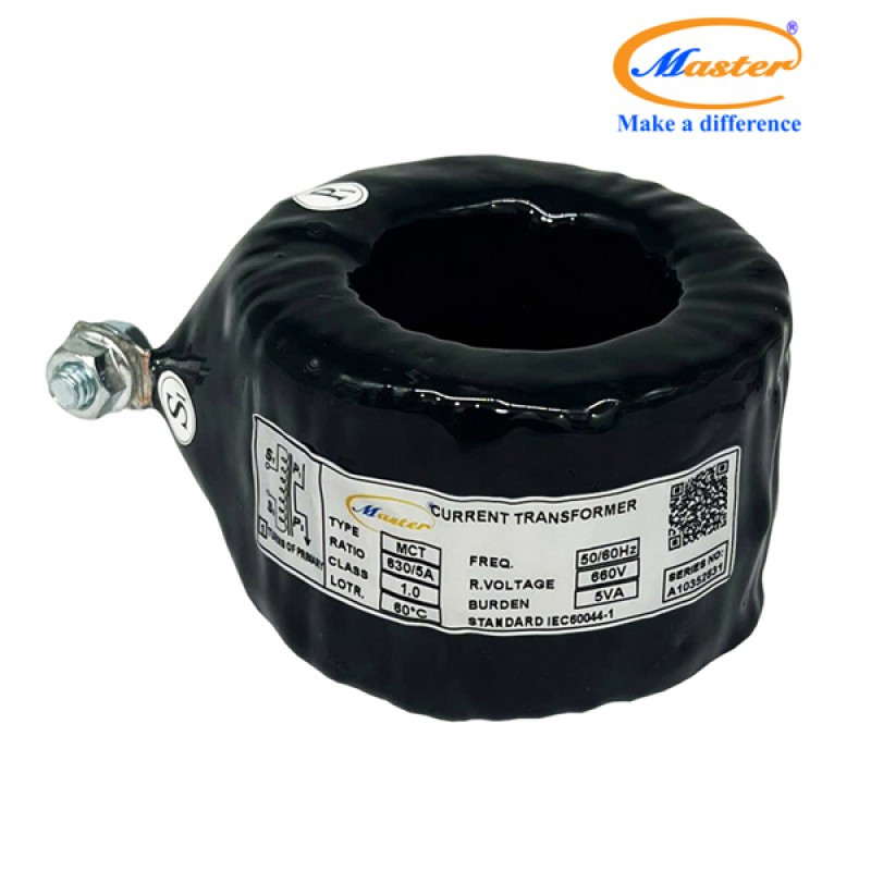 Biến Dòng Đo Lường MCT 630/5A CL1.0 5VA Master - Đúc Epoxy Tròn Đen