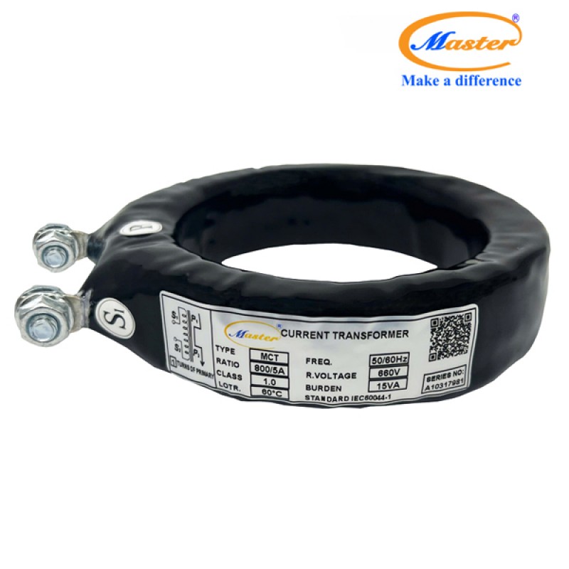 Biến Dòng Đo Lường MCT 800/5A CL1.0 15VA Master - Đúc Epoxy Tròn Đen