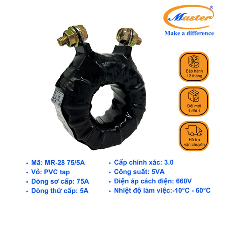 Biến Dòng Băng Quấn MR-28 75/5A CL3.0 5VA