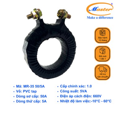 Biến Dòng Đo Lường Băng Quấn MR-35 50/5A CL1.0 5VA Master