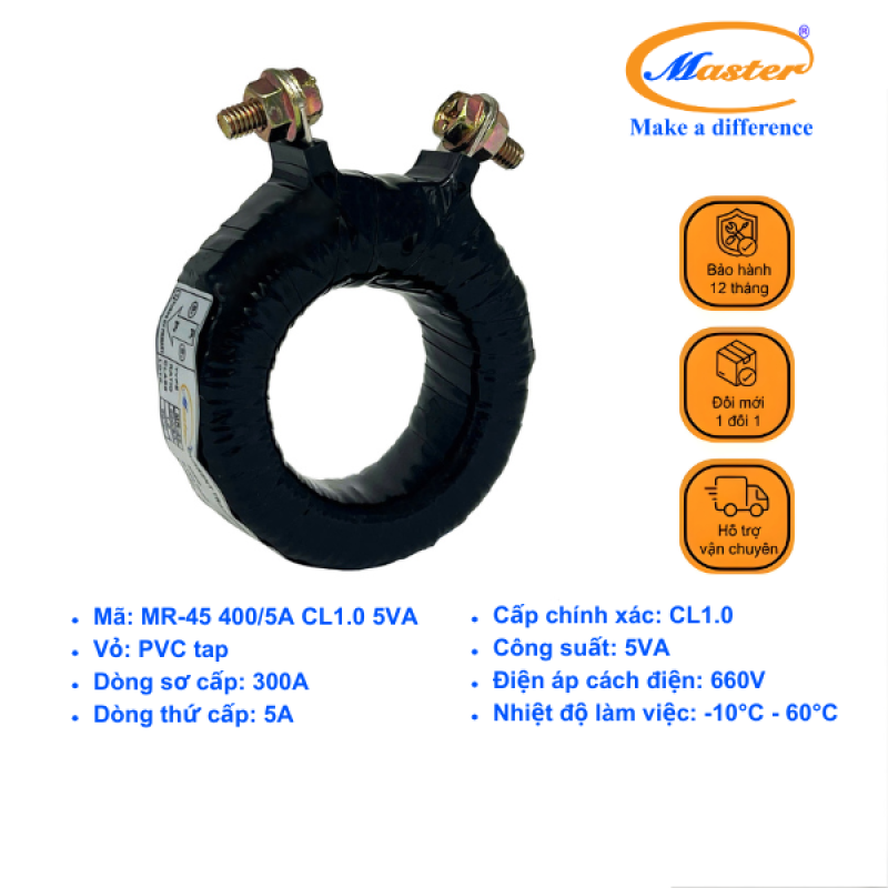 Biến Dòng Băng Quấn MR-45 300/5A CL1.0 5VA Master