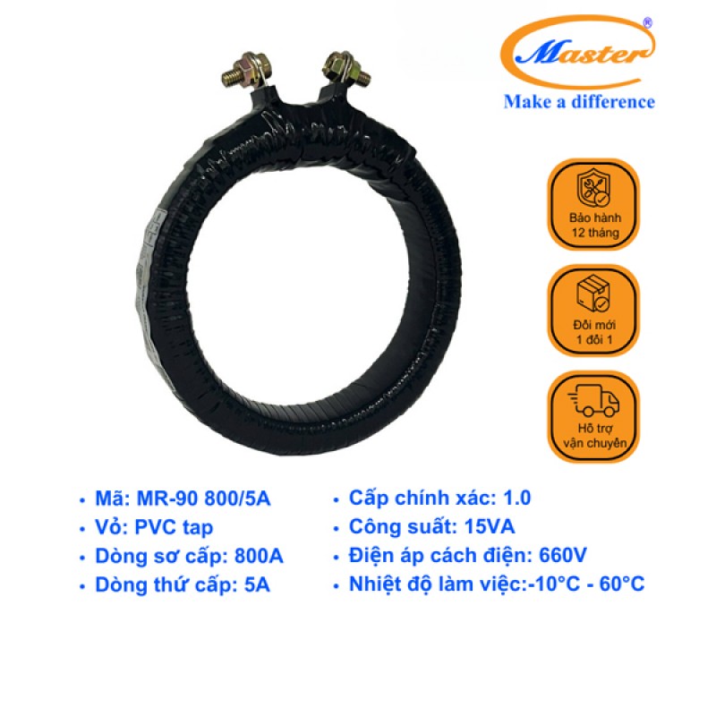 Biến Dòng Băng Quấn MR-90 800/5A CL1.0 15VA