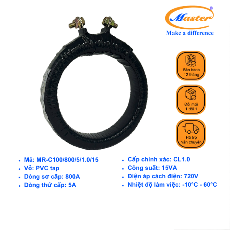 Biến Dòng Băng Quấn MR-100 800/5A CL1.0 15VA