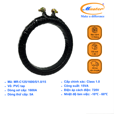 Biến Dòng Băng Quấn MR-C125 1600/5A CL1.0 15VA Master