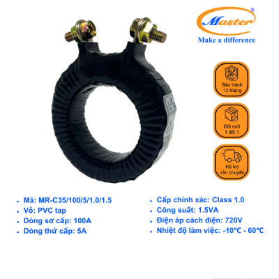 Biến Dòng Đo Lường Băng Quấn MR-C35 100/5A CL1.0 1.5VA Master