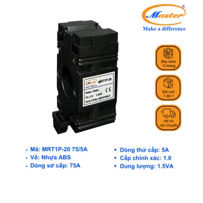 Biến Dòng Đo Lường 1 Pha MRT1P-20 75/5A CL1.0 1.5VA