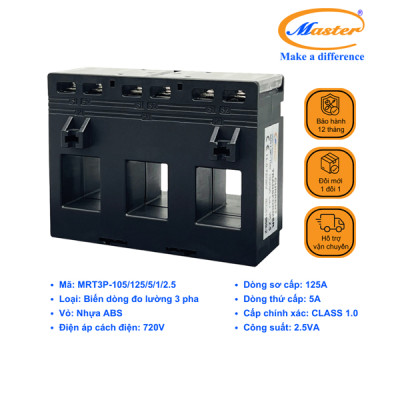 Biến Dòng Đo Lường Hộp Nhựa 3 Pha MRT3P-105 125/5A CL1.0 2.5VA Master