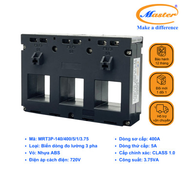 Biến Dòng Đo Lường Hộp Nhựa 3 Pha MRT3P-140 400/5A CL1.0 3.75VA Master