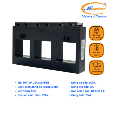 Biến Dòng Đo Lường Hộp Nhựa 3 Pha MRT3P-214 500/5A CL1.0 5VA Master