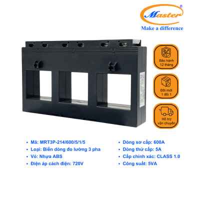 Biến Dòng Đo Lường Hộp Nhựa 3 Pha MRT3P-214 600/5A CL1.0 5VA Master