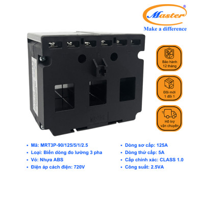 Biến Dòng Đo Lường Hộp Nhựa 3 Pha MRT3P-90 125/5A CL1.0 2.5VA Master