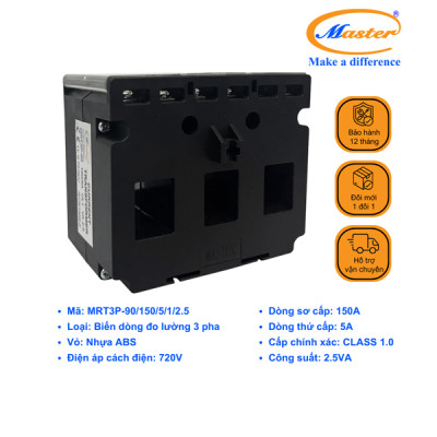 Biến Dòng Đo Lường Hộp Nhựa 3 Pha MRT3P-90 150/5A CL1.0 2.5VA Master